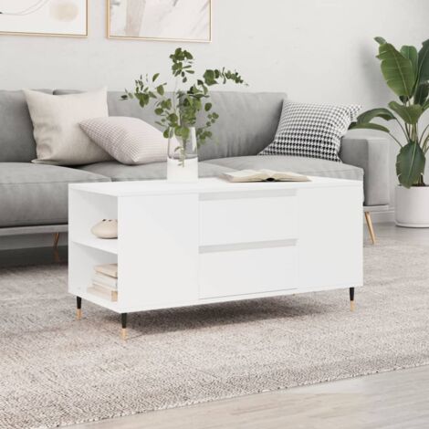 Table basse, Table de salon, Bout de canapé blanc 102x44,5x50 cm bois d'ingénierie WFE964425 DESIGN IN