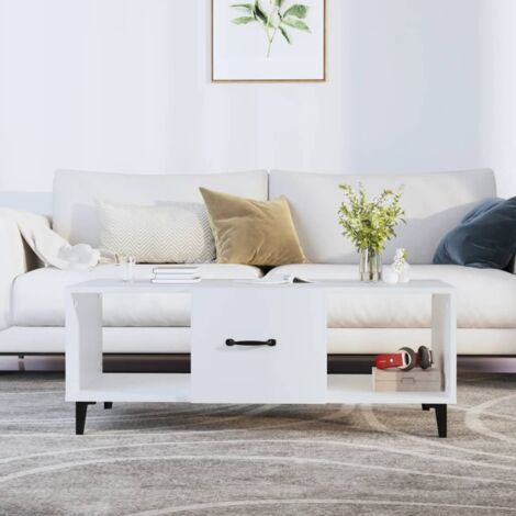 Table basse Table de salon  Bout de canapé Blanc 102x50x40 cm Bois d'ingénierie 42412