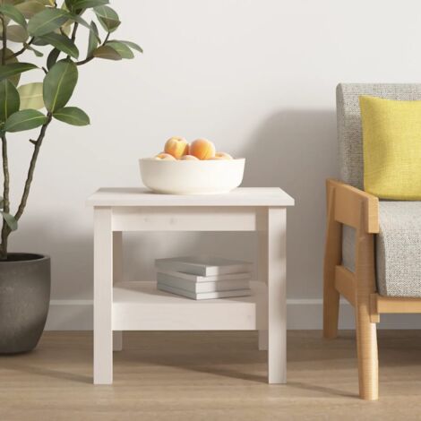 Table basse, Table de salon, Bout de canapé Blanc 45x45x40 cm Bois massif de pin WFE749615 DESIGN IN