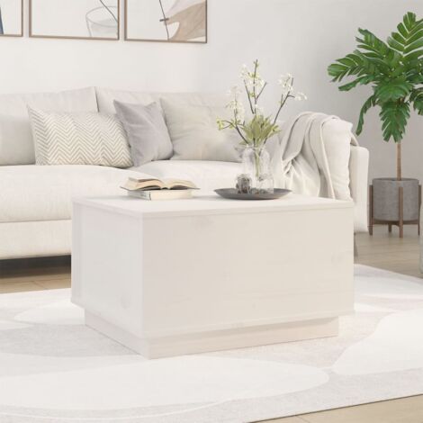 Table basse, Table de salon, Bout de canapé Blanc 60x50x35 cm Bois massif de pin WFE611237 DESIGN IN