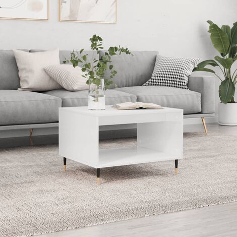 Table basse Table de salon  Bout de canapé blanc 60x50x40 cm bois d'ingénierie 29498