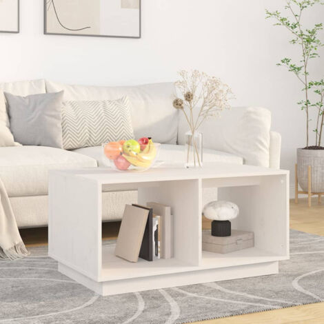 Table basse Table de salon  Bout de canapé Blanc 80x50x40 cm Bois massif de pin 26999