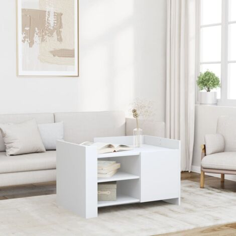 Table basse, Table de salon, Bout de canapé blanc 80x50x50 cm bois d'ingénierie WFE297256 DESIGN IN