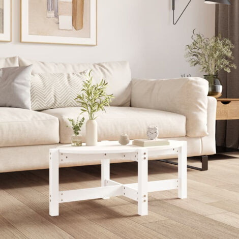 Table basse Table de salon  Bout de canapé Blanc 87x48x35 cm Bois massif de pin 41747