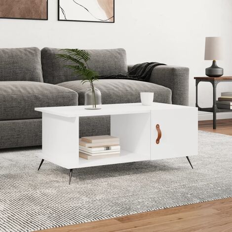 Table basse Table de salon  Bout de canapé blanc 90x50x40 cm bois d'ingénierie 41386