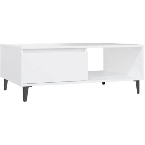 Table basse Table de salon  Bout de canapé Blanc 90x60x35 cm Aggloméré 40709