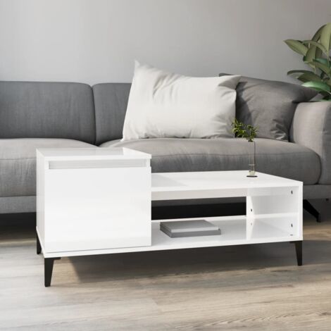 Table basse, Table de salon, Bout de canapé Blanc brillant 100x50x45 cm Bois d'ingénierie WFE297577 DESIGN IN