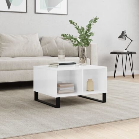 Table basse, Table de salon, Bout de canapé Blanc brillant 60x50x36,5 cm Bois d'ingénierie WFE478643 DESIGN IN