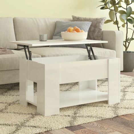Table basse, Table de salon, Bout de canapé blanc brillant 79x49x41 cm bois d'ingénierie WFE143744 DESIGN IN