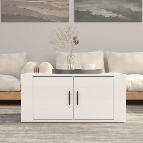Table basse, Table de salon, Bout de canapé Blanc brillant 80x50x36 cm Bois d'ingénierie WFE909615 DESIGN IN