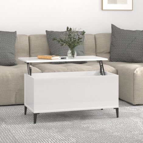 Table basse Table de salon  Bout de canapé Blanc brillant 90x44,5x45 cm Bois d'ingénierie 16442