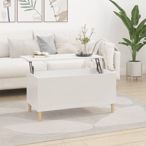 Table basse, Table de salon, Bout de canapé Blanc brillant 90x44,5x45 cm Bois d'ingénierie WFE411967 DESIGN IN