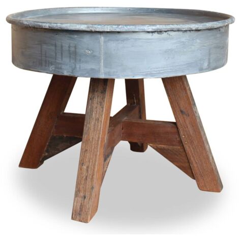 Table basse Table de salon  Bout de canapé Bois de récupération massif 60 x 45 cm Argenté 82715