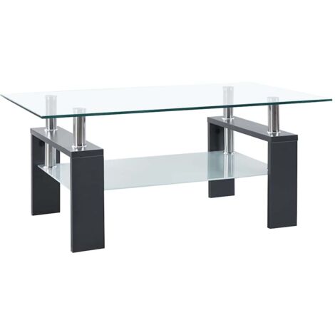 Table basse Table de salon  Bout de canapé Gris et transparent 95x55x40 cm Verre trempé 91912