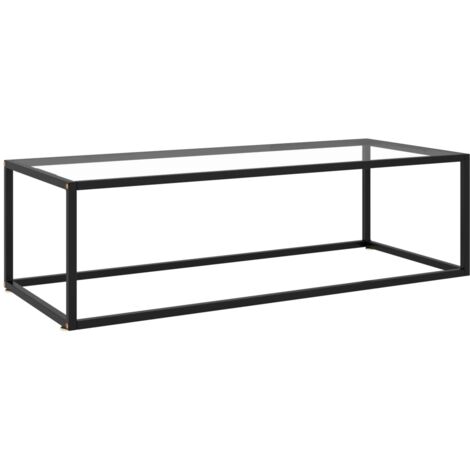 Table basse, Table de salon, Bout de canapé Noir avec verre trempé 120x50x35 cm WFE910130 DESIGN IN