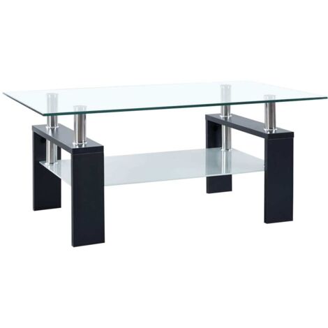 Table basse, Table de salon, Bout de canapé Noir et transparent 95x55x40 cm Verre trempé WFE957845 Maison Chic