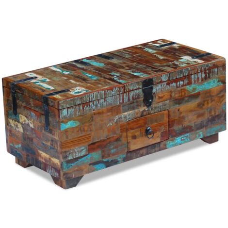 Table basse, Table de salon, Coffre bois de récupération massif 80 x 40 x 35 cm togp90535 DESIGN IN
