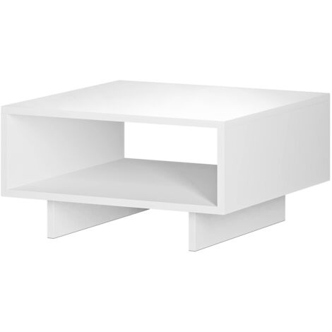 Table basse, table de salon coloris blanc - longueur 60 x profondeur 60 x hauteur 32 cm
