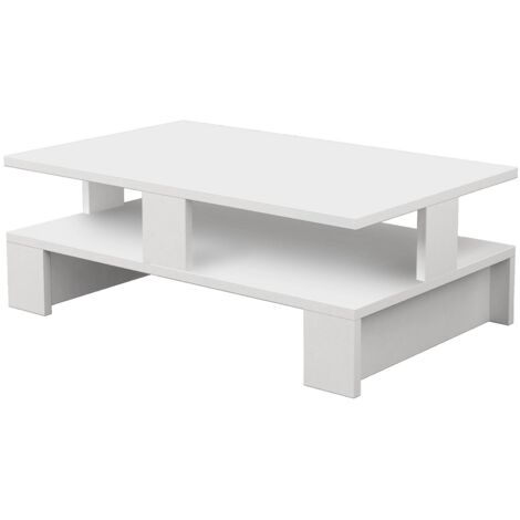 Table basse, table de salon coloris blanc - longueur 80 x profondeur 50 x hauteur 28 cm
