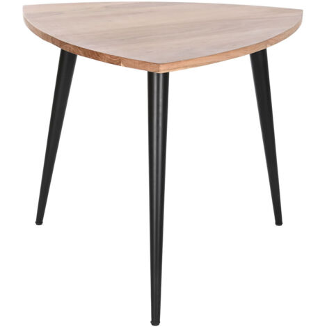 Table basse, table de salon en bois d'acacia coloris naturel et métal noir - longueur 90 x profondeur 90 x Hauteur 76 cm