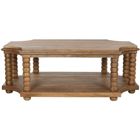 Table basse, table de salon en bois de manguier coloris naturel - longueur 131 x profondeur 80 x Hauteur 48 cm