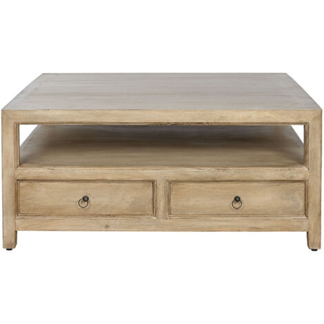 Table basse, table de salon en bois massif coloris naturel -  longueur 100 x profondeur 100 x Hauteur 45 cm