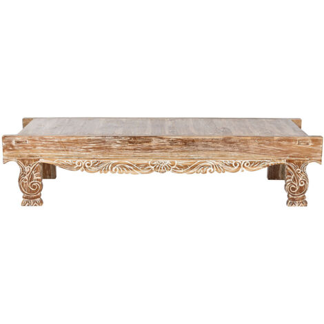 Table basse, table de salon en bois recyclé coloris Blanc, naturel - longueur 200 x profondeur 70 x Hauteur 45 cm