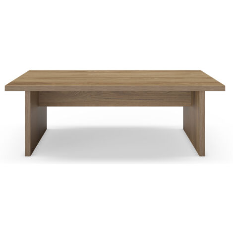 Table basse, table de salon rectangulaire aspect bois coloris chêne clair - Longueur 120 x Profondeur 70 x Hauteur 40 cm