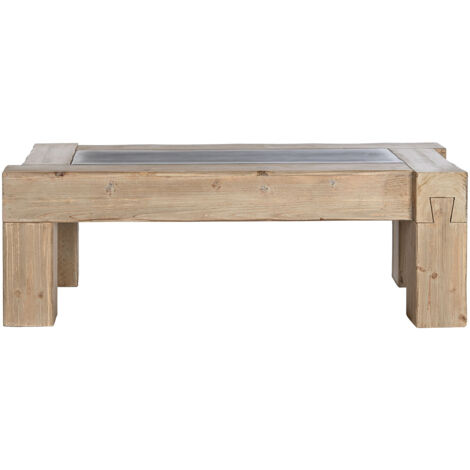 Table basse, table de salon rectangulaire en bois coloris naturel  - longueur 140 x profondeur 70 x Hauteur 46 cm