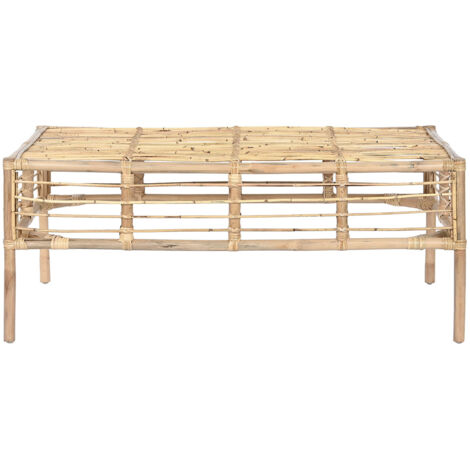 Table basse, table de salon rectangulaire en bois de rotin naturel  - longueur 110 x profondeur 60 x Hauteur 45 cm