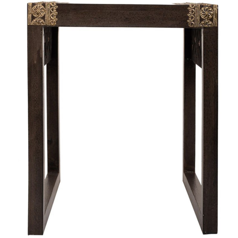 Table basse, table de salon rectangulaire en bois et métal coloris marron - Longueur 35 x Profondeur 40 x Hauteur 43 cm