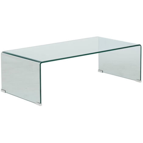 Table basse, table de salon rectangulaire en verre trempé transparent - Longueur  110  x Profondeur 55 x Hauteur 38 cm