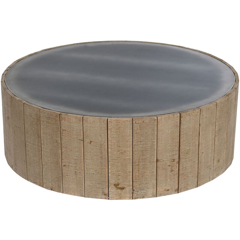 Pegane - Table basse, table de salon ronde en bois coloris naturel - diamètre 90 x hauteur 30 cm