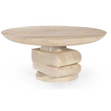 Table basse, table de salon ronde en bois de manguier coloris naturel - diamètre 80 x Hauteur 39 cm