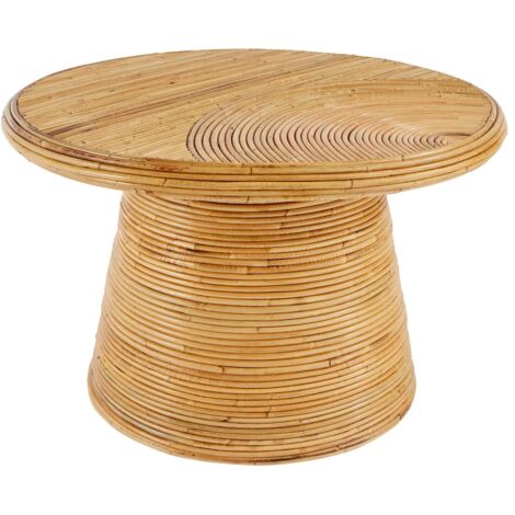 Table basse, table de salon ronde en bois de rotin coloris naturel -  diamètre 70 x Hauteur 45 cm