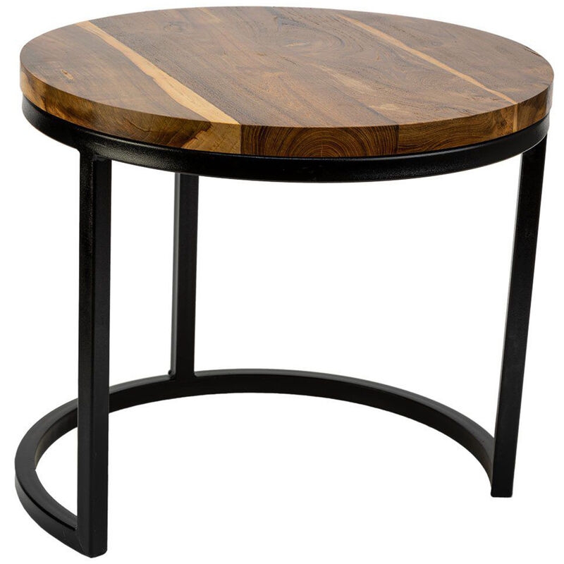Table basse, table de salon ronde en bois et métal - diamètre 38 x Hauteur 65 cm Pegane