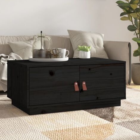 Table basse, Table de Salon, Table d'appoint, Design Moderne Noir 80x50x35 cm Bois massif de pin XZZ50175155