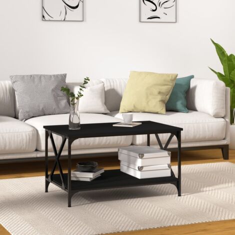 Table basse, Table de Salon, Table d'appoint, Design Moderne Noir 80x50x45 cm Bois d'ingénierie et fer XZZ90960547