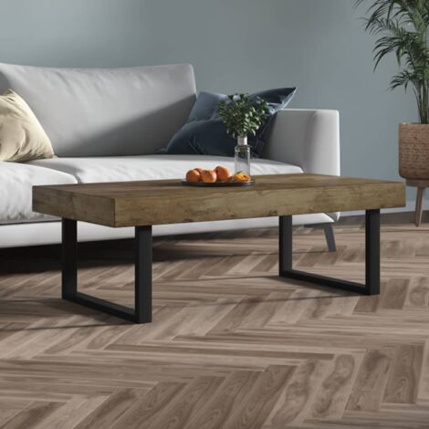 Table basse, Table de salon, Table d'appoint marron foncé et noir 120x60x40 cm mdf et fer joq18660 DESIGN IN