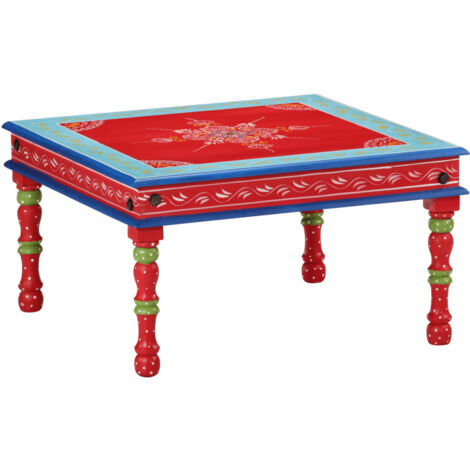 Table basse, Table de Salon, Table d'appoint rouge bois de manguier massif peint à la main 469906 DESIGN IN