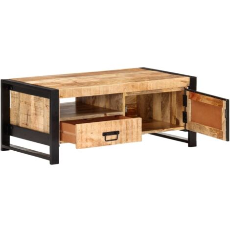 Table basse  Table de salon  Table de café 100x50x40 cm Bois de manguier brut