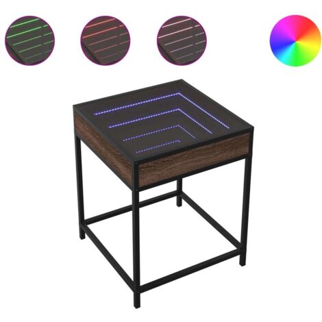 Table basse  Table de salon  Table de café avec LED Infinity chêne marron 40x40x51 cm