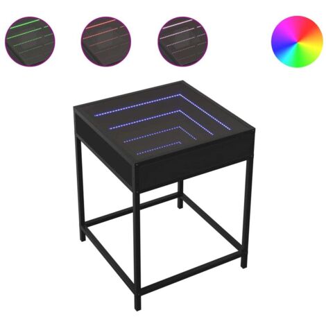 Table basse  Table de salon  Table de café avec LED Infinity noir 40x40x51 cm