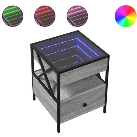 Table basse  Table de salon  Table de café avec LED Infinity sonoma gris 40x40x51 cm