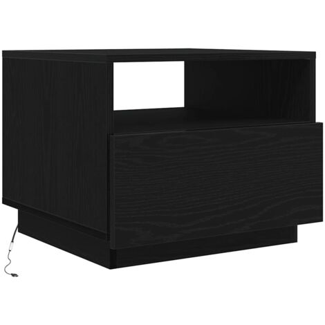 Table basse  Table de salon  Table de café avec lumières LED chêne noir 50x49x40 cm