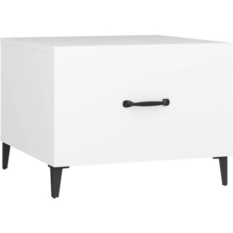 Table basse  Table de salon  Table de café avec pieds en métal Blanc 50x50x40 cm