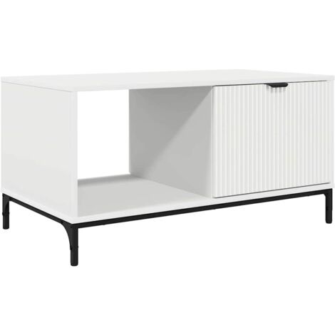 Table basse Table de salon Table de café avec tiroir Blanc 90 x 49 x 46 cm Bois d'ingénierie
