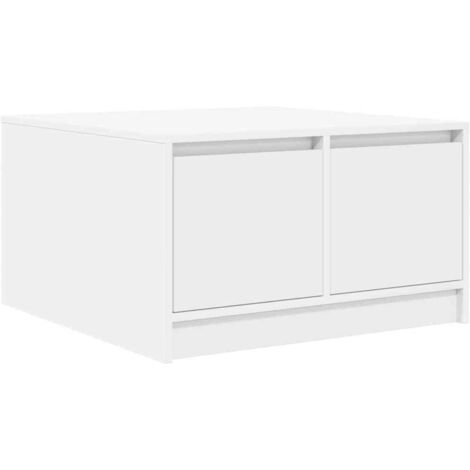 Table basse Table de salon Table de café avec tiroirs blanc 70,5x70x40 cm