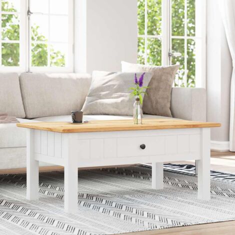 Table basse  Table de salon  Table de café Blanc 100x60x43,5 cm Pin massif Assortiment Panama