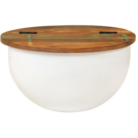 Table basse  Table de salon  Table de café blanc 50x27 cm bois de récupération massif